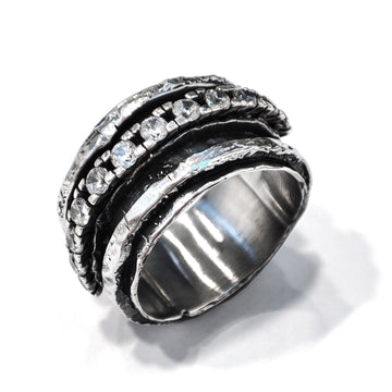 Silver Rail Ring & Gems