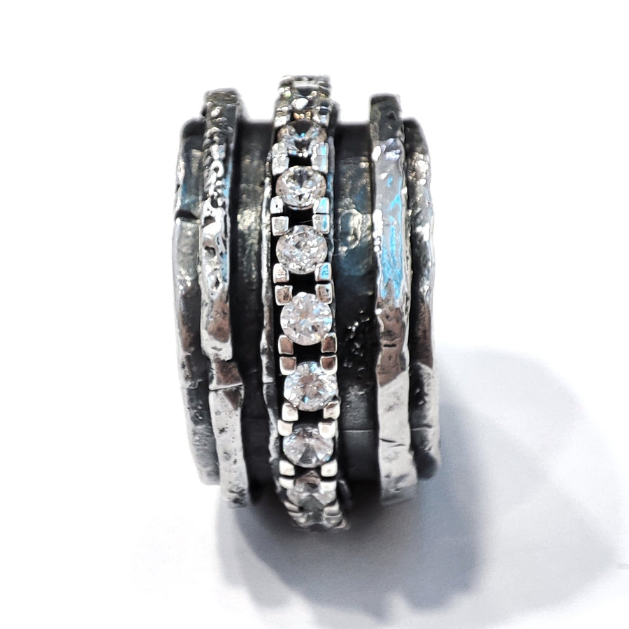 Silver Rail Ring & Gems