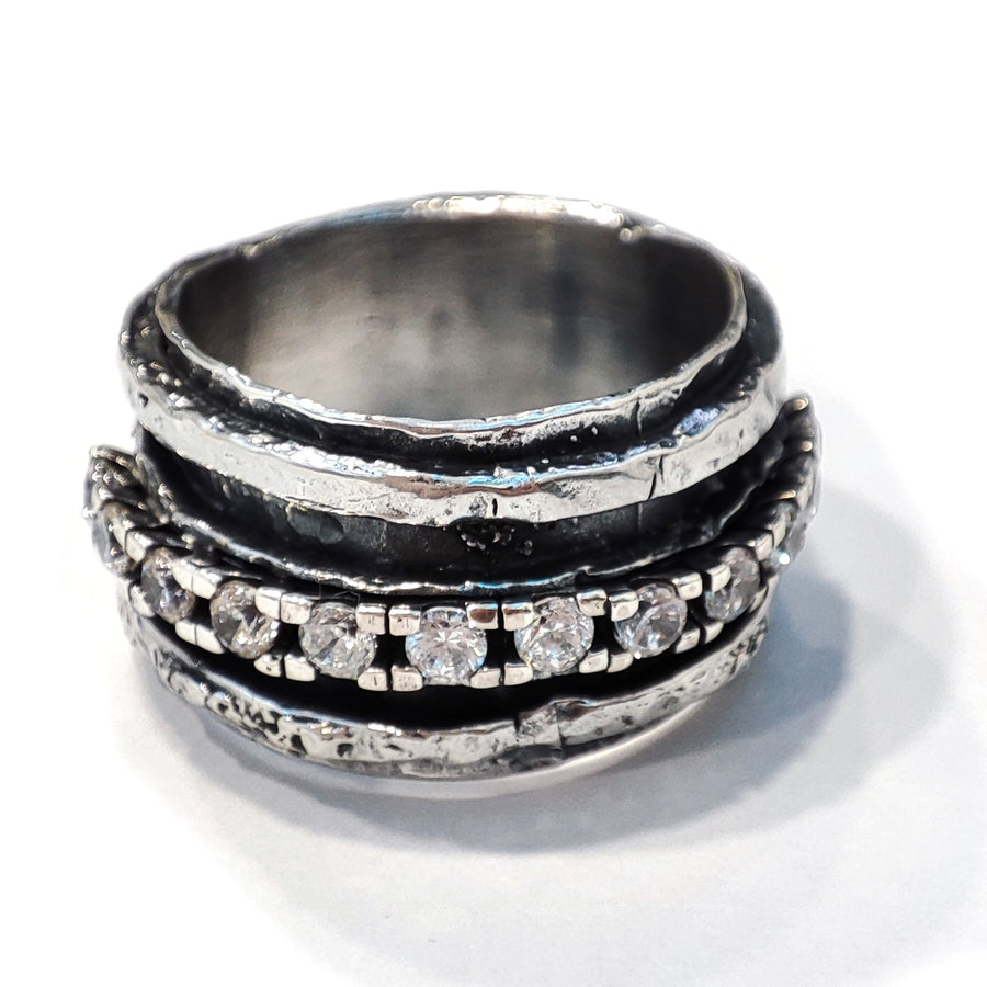 Silver Rail Ring & Gems