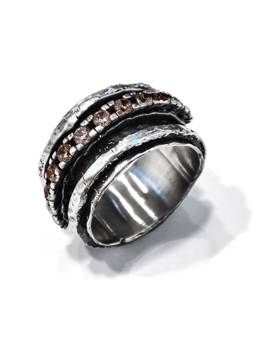 Silver Rail Ring & Gems