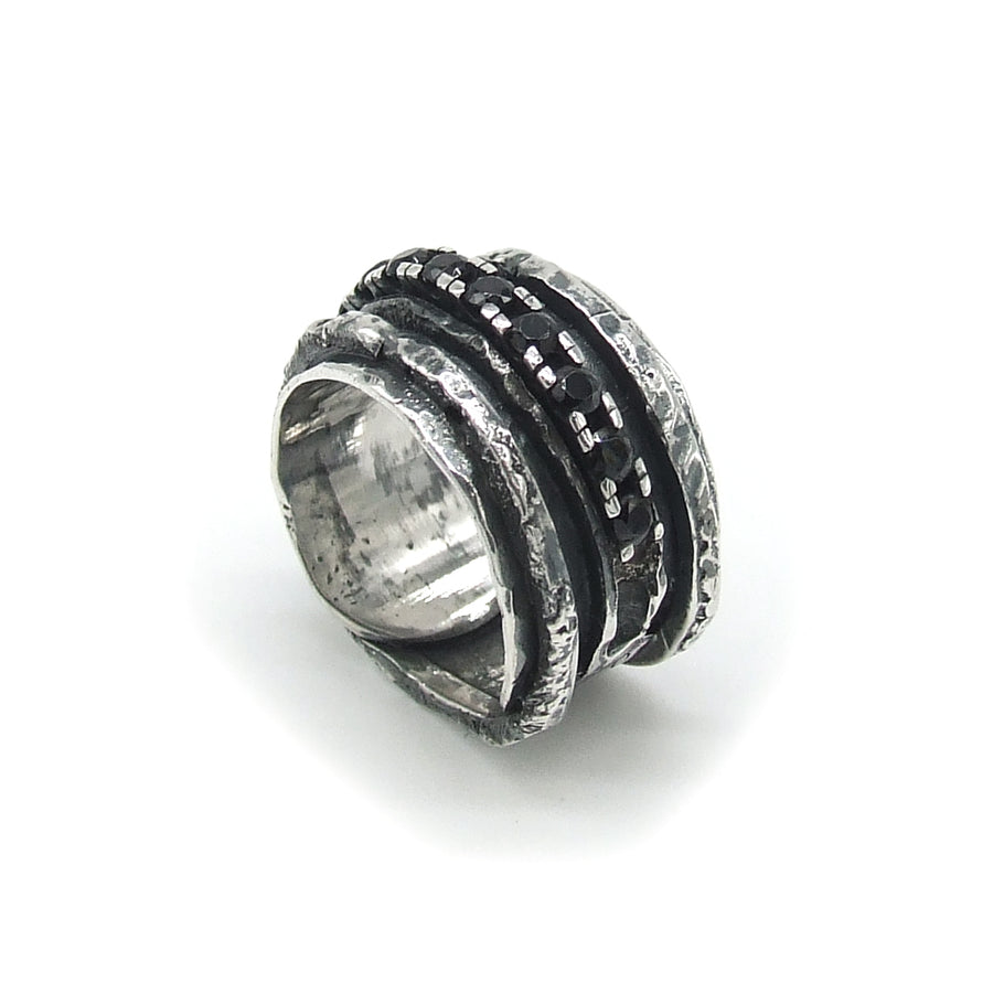 Silver Rail Ring & Gems