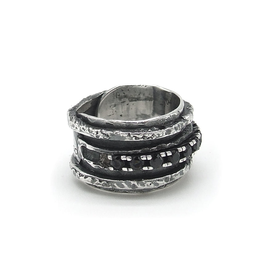 Silver Rail Ring & Gems