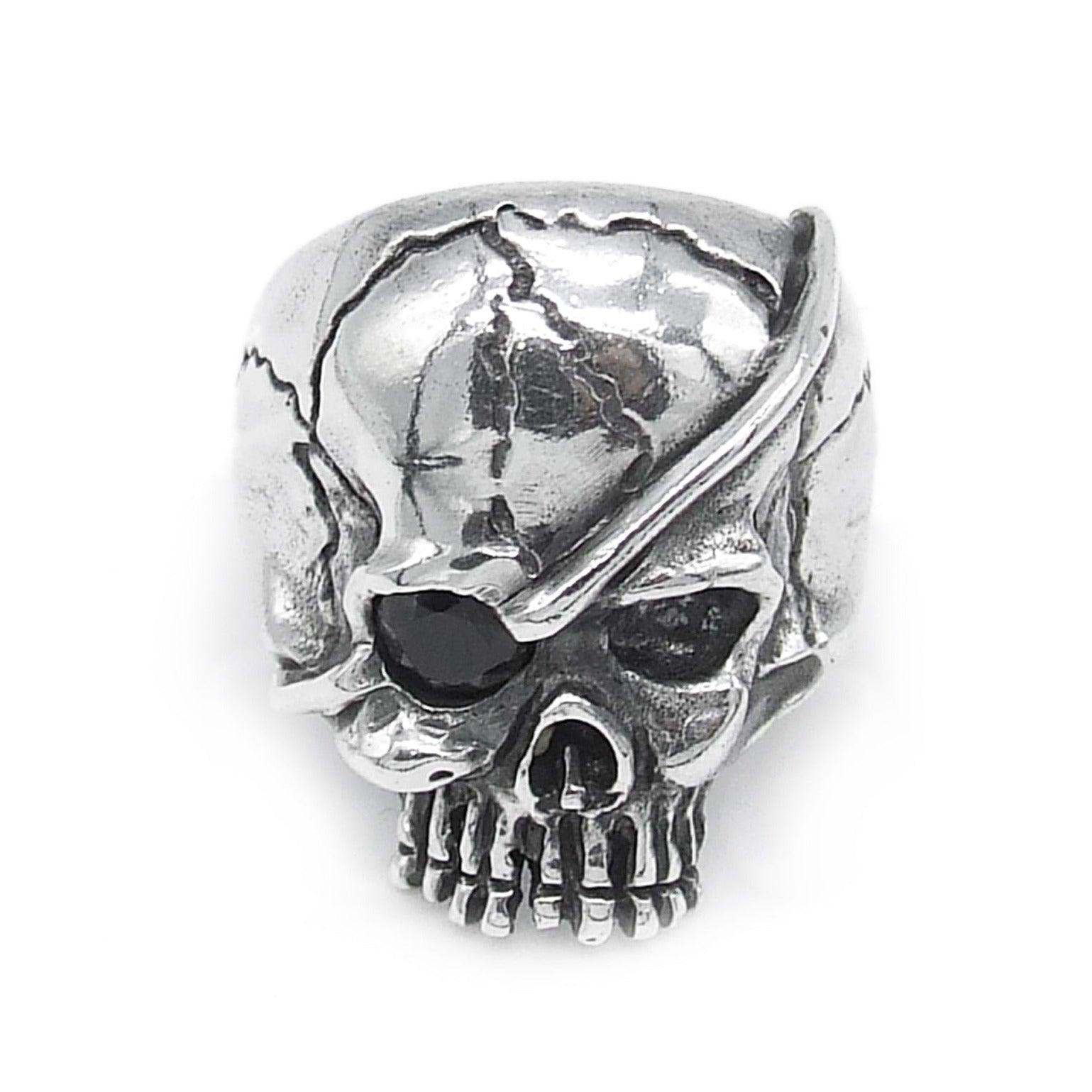 Anello Teschio e Ossa Incrociate - Fascia Pirata Bicolore Anello Teschio e Ossa Incrociate - Fascia Pirata Bicolore